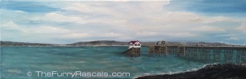 Mumbles Pier and Lifeboat Station, Swansea, Oils on Canvas.